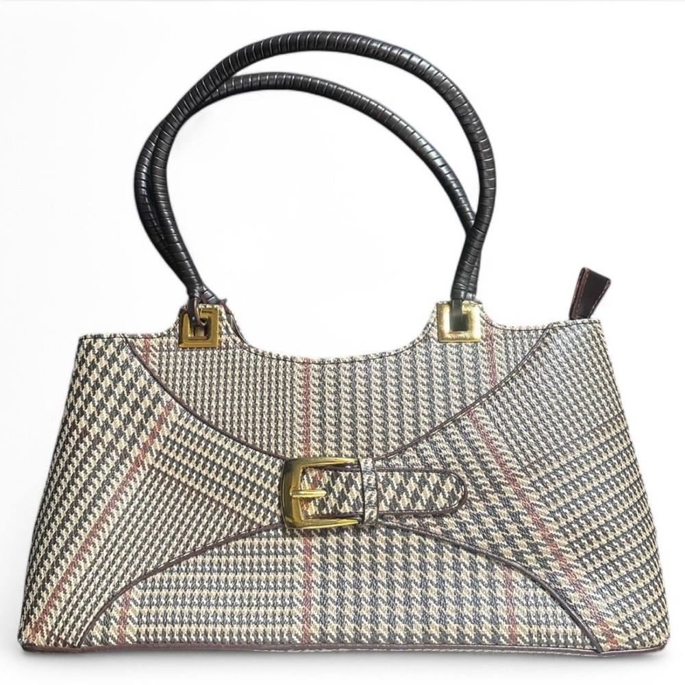 Ralph Lauren Tan and Brown Shoulder Bag with Gold Clasp